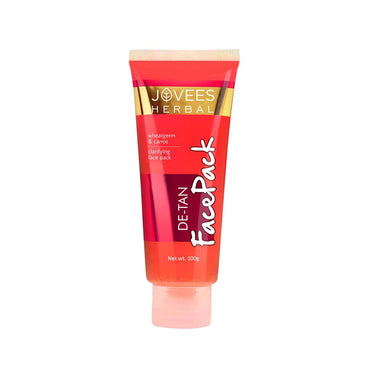 Jovees Herbal De-Tan Face Pack | Contains Wheat Germ and Carrot | For Tan Removal and Skin Revitalization | Bright and Glowing Skin | 100% Herbal | Paraben And Alcohol Free | 100gm